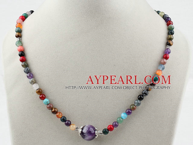 Assorted Round Multi Color Multi Stone Beaded Necklace
