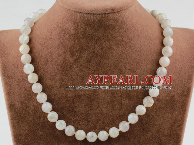 Elegant 10Mm Natural White Round Moonstone Beaded Strand Necklace