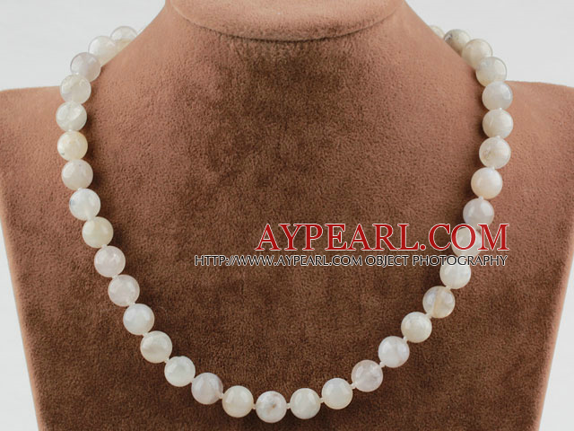 10mm Hvit Moonstone Beaded halskjede