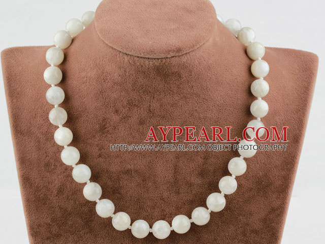 12mm Hvit Moonstone Beaded halskjede