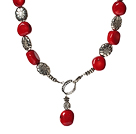 New Design Red Coral Necklace with Tibet Silver Accessories