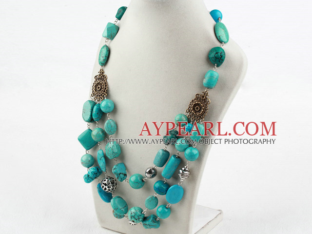 Nouveau design Trois Collier Turquoise couche Assorted