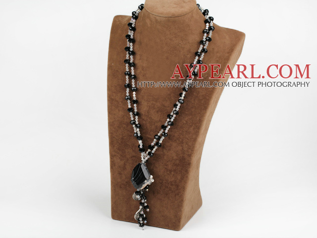 Clear Crystal og Black Agate kjede