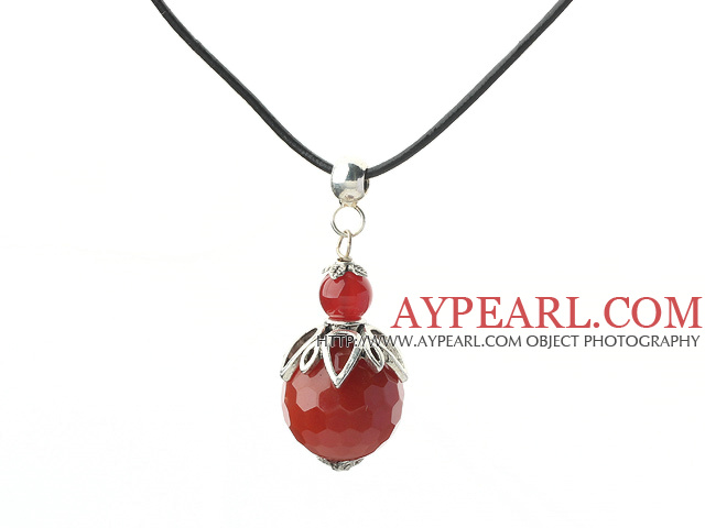 Classic Design Faceted Natural Color Agate Halskette