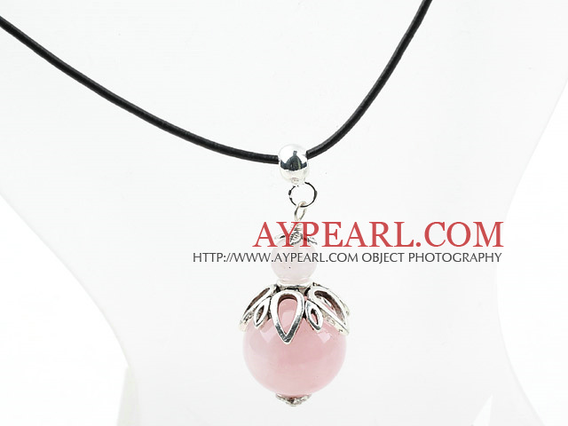 Классический дизайн розовый кварц кулон ожерелье