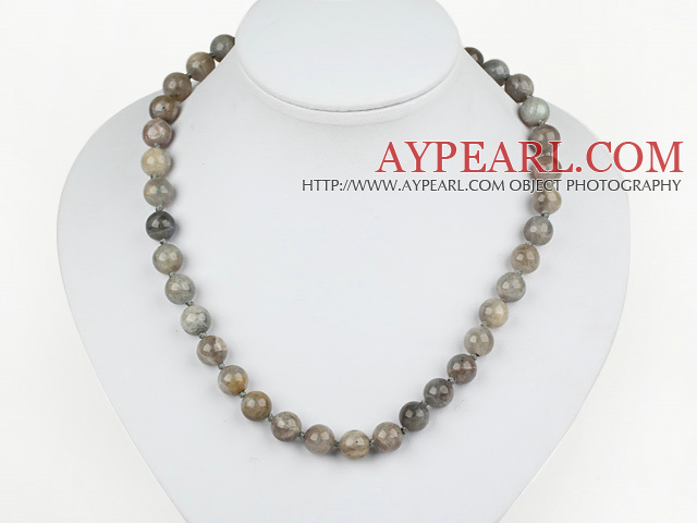 Fashion 10Mm Flashing Stone Beaded Strand Necklace With Peanut Magnetic Clasp