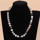 Classic Design 10mm Round Gray Agate Beaded Necklace