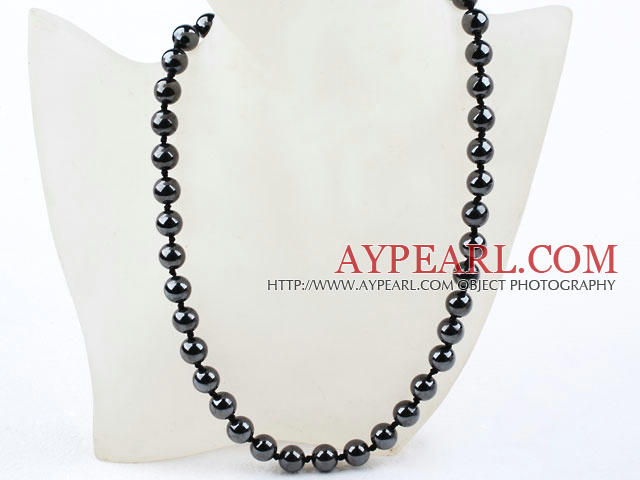 Classic Design 10mm Round Tungsten Steel Stone Beaded Necklace