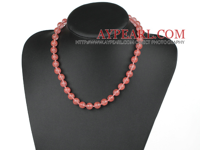 Classic Design 10mm ronde cerise Quartz collier de perles