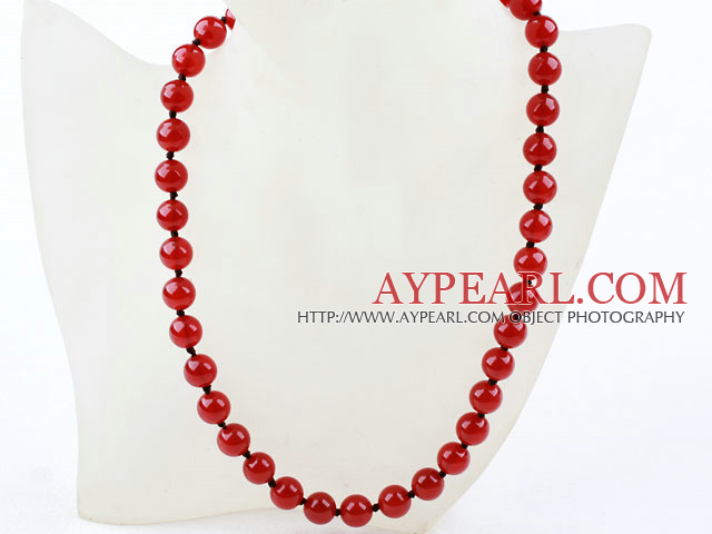 Classic Design 10mm Round Carnelian Agate Beaded Necklace