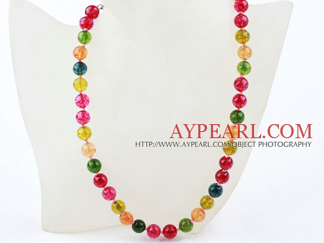 Klassisk design 10mm Rund Candy Multi Color Crystal pärlstav halsband