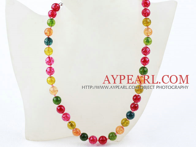 Classic Design 10mm Round Candy Multi Color Crystal Beaded Necklace