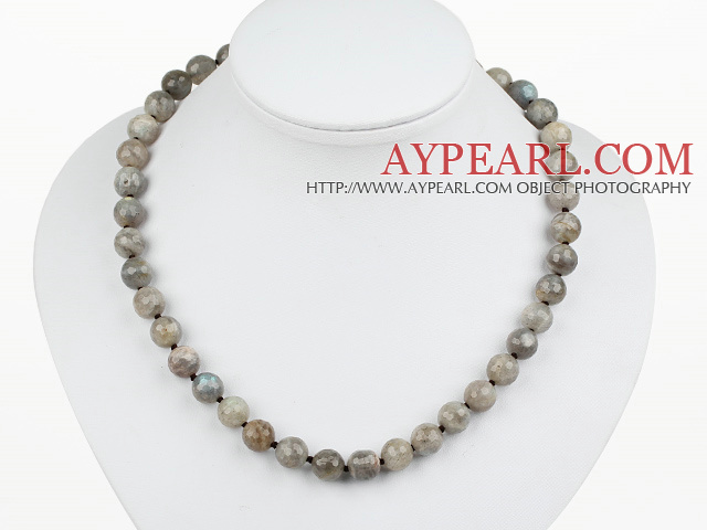 Classic Design 10mm Round Faceted Flashing Stone Beaded Necklace
