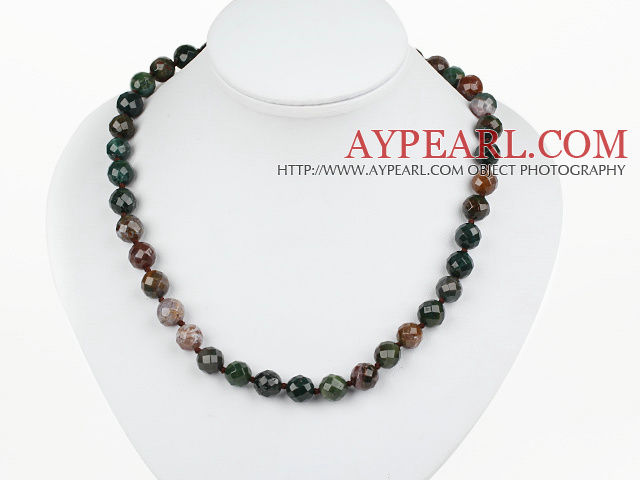 Classic Design 10mm Round indisk Agate Beaded halskjede
