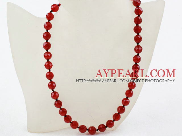 Classic Design 10mm Round Faceted Carnelian Beaded Necklace