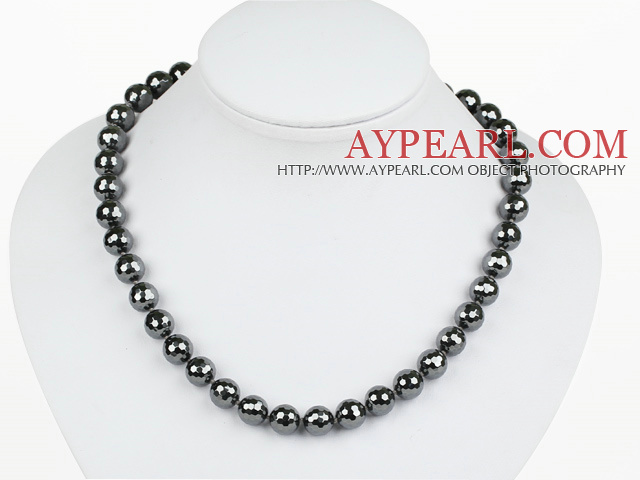 Classic Design 10mm Round Faceted A Grade Tungsten Steel Stone Beaded Necklace