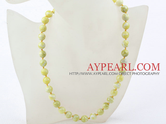 Classic Design 10mm Round Lemon Stone Beaded Necklace