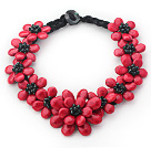 2013 Summer New Design Red Coral Turquoise Flower Party Necklace