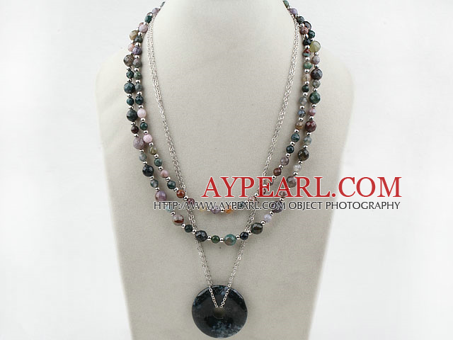 Multi Suvite Indidan Colier Agate cu lanţ de metal