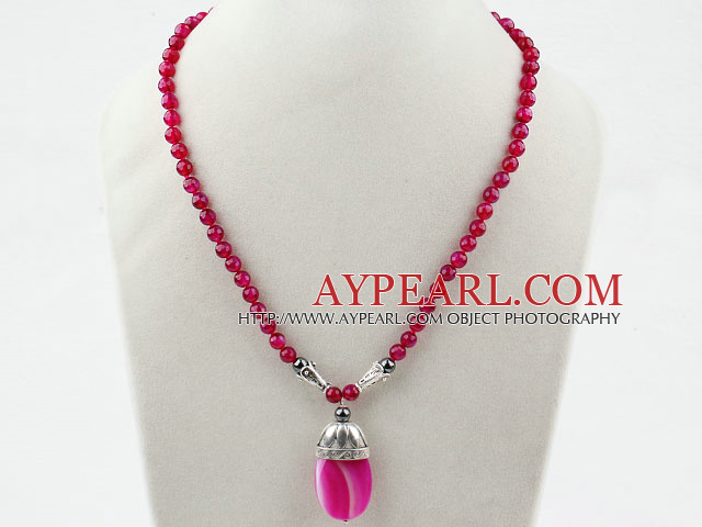 Rosy Red Agate Necklace with Lobster Clasp
