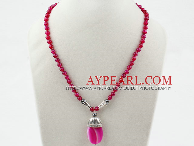 Rosy Red Agate κολιέ με αστακό καρφίτσα