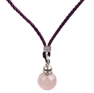 Cute Style Round Rose Quartz Pendant Necklace