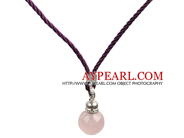 Collier avec pendentif Quartz Rose ronde de style mignon