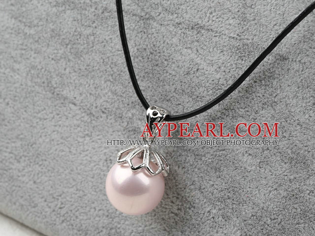 Classique Forme Ronde Design Bébé rose 16mm Pendentif Collier Coquillage