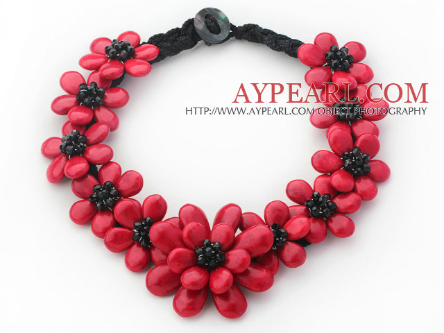 2013 Summer New Design Red Coral Turquoise Flower Party Necklace