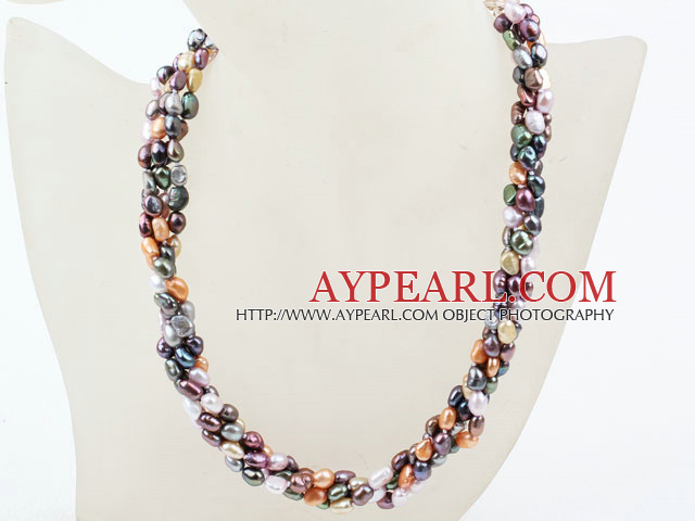 Classic Design Fire Strands Multi Color barokk Pearl og Crystal halskjede