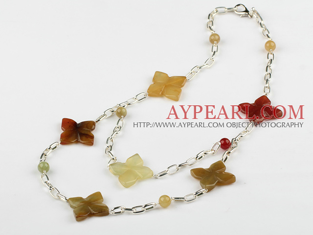 vogue jewelry double layer three colored jade necklace