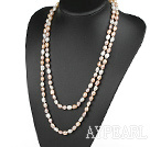 Lang stil Hvit rosa lilla farge Freshwater Pearl Beaded halskjede