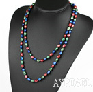 Longue style Rouge Bleu Vert perle d'eau douce collier de perles de couleur