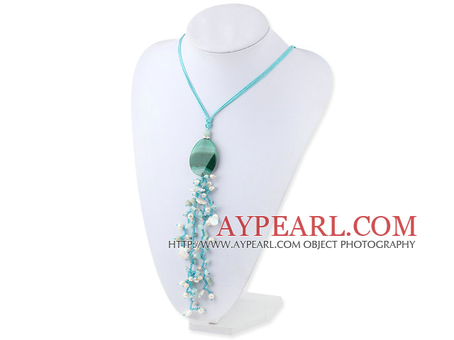 ファッション長いスタイル真珠とサンゴの二重鎖のネックレス