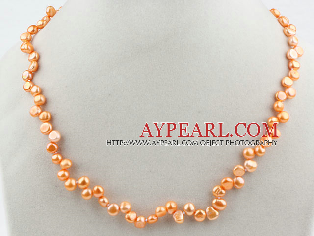 Classic Design Orange Color Freshwater Pearl Necklace