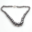 Elegant Design Grey Black Seashell Graduated Beaded Necklace