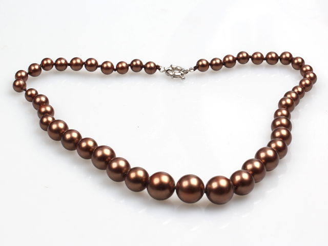 Elegant Design Dark Brown Seashell Graduated Beaded Necklace