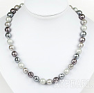 Clssic Design 10mm Faceted Black Round Four Different Color Seashell Beaded Necklace