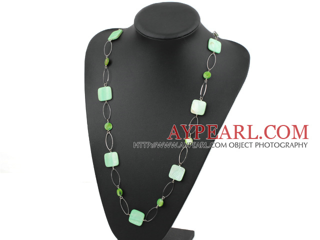 y green shell necklace jewerly grönt skal halsband