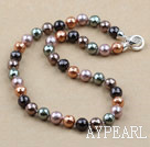 Clssic Design 10mm Faceted Round Five Different Color Seashell Beaded Necklace