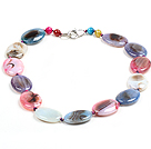 Belle Forme Multi Color Mode ovale Feu Agate Collier Chunky