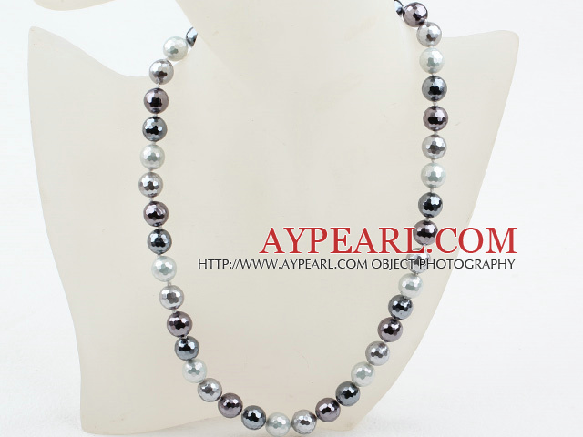 Clssic Design-12mm facettiert rund vier verschiedenen Farben Seashell Perlen Halskette