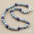 Clssic Design 12mm Faceted Round Three Different Color Seashell Beaded Necklace