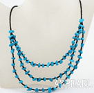 Nouveau design bleu turquoise et perles de verre Collier