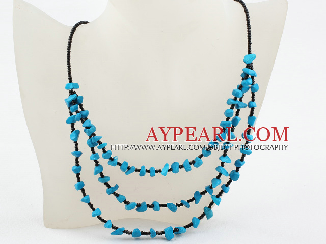 New Design Blue Turquoise and Glass beads Necklace