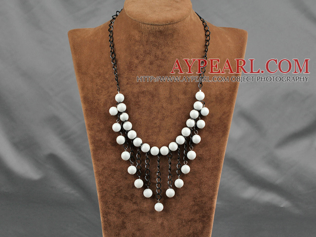 d white sea shell necklace albe, rotunde mare coajă colier