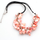 New Arrival Pink Teeth Shape Pearl Necklace with Lobster Clasp
