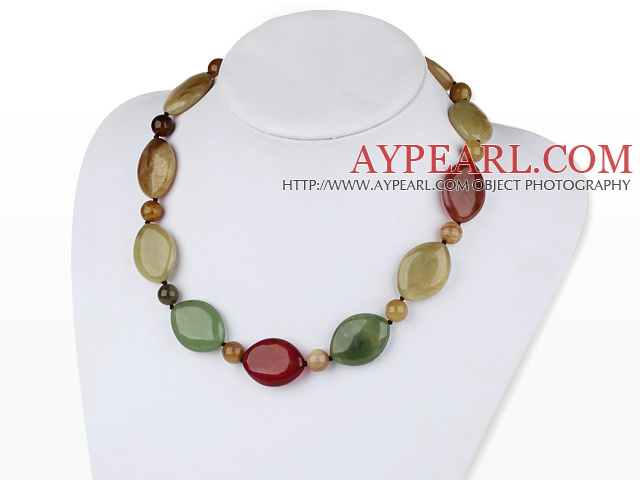 18 inches three colored jade necklace with moonlight clasp