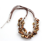 New Arrival Golden Brown Color Teeth Shape Pearl Necklace with Lobster Clasp