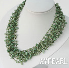 elegant multi strand aventurine necklace with shell flower necklace